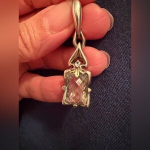 Ann King 18k Yellow Gold 925 Sterling Silver green amethyst  pendant vintage